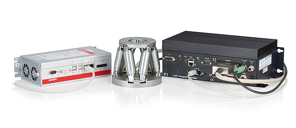 H-811 Miniatur-Hexapod mit C-887.532 Motion Controller mit EtherCAT Schnittstelle und Motion-Stop