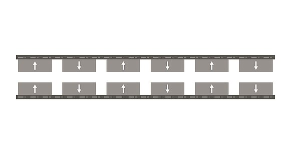 Magnetbahn mit U-Profil in Nordpol-Südpol-Anordnung